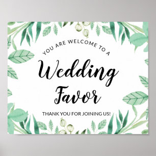 Fresh Foliage Mint Wedding Reception Favour Sign