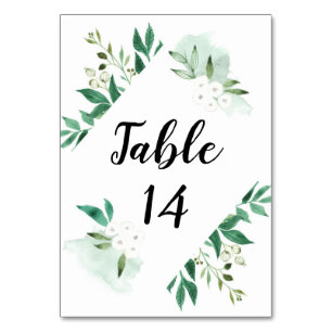Fresh Foliage Mint Wedding Reception Seating Chart Table Number
