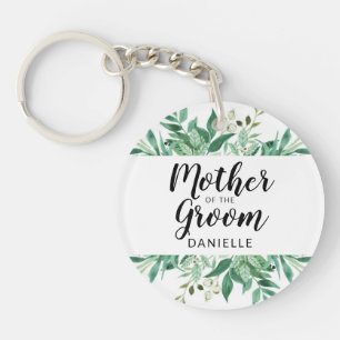 Fresh Foliage Mother of the Groom Monogrammed Keychain