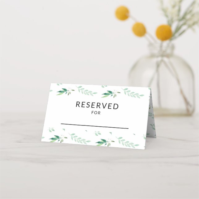 Fresh Foliage Wedding Reception Reserved Table Place Card (Front)