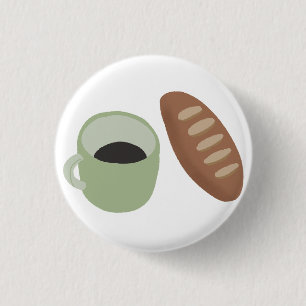 Fresh French Baguette And Coffee Cup Gift 1 Inch Round Button