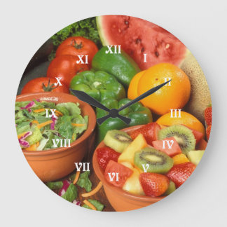 Fresh fruit and vegetables large clock