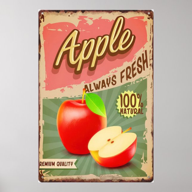 Fresh Fruit Apple vintage Poster (Front)