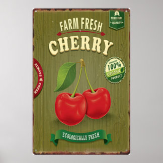Fresh Fruit Cherry vintage Poster