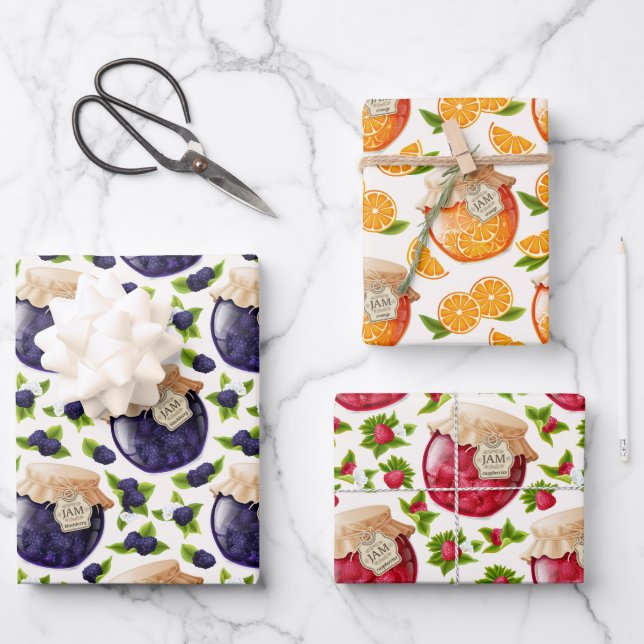 Fresh Fruit Jam Wrapping Paper Sheet Set (Front)