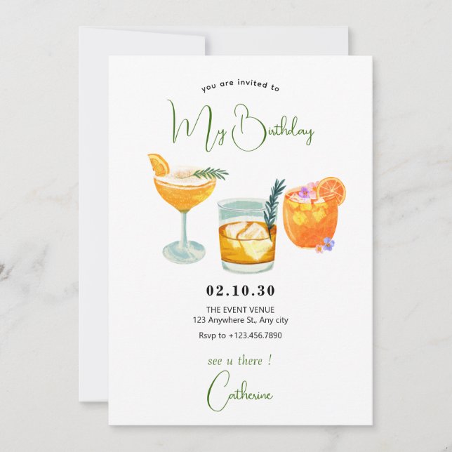 Fresh fruit orange juice drinks birthday invitation (Front)