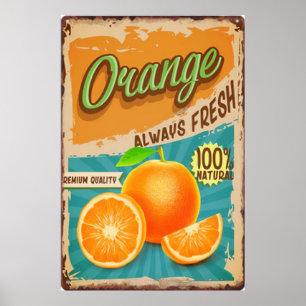 Fresh Fruit Orange vintage Poster