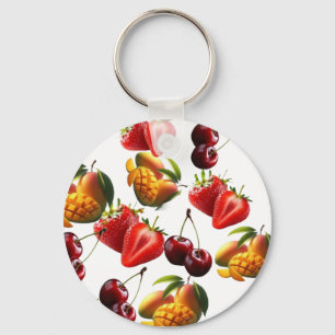 Fresh Fruit Pattern – Strawberry, Cherry & Mango A Keychain