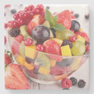 Fresh fruit salad stone coaster