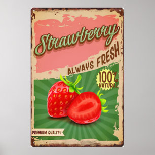 Fresh Fruit Strawberry vintage Poster