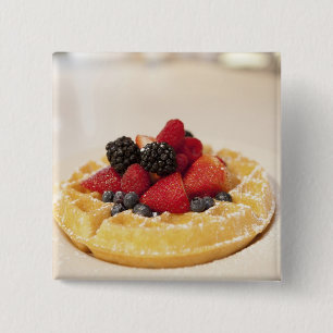 Fresh fruit waffle 2 inch square button