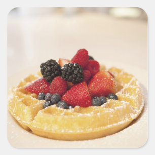Fresh fruit waffle square sticker