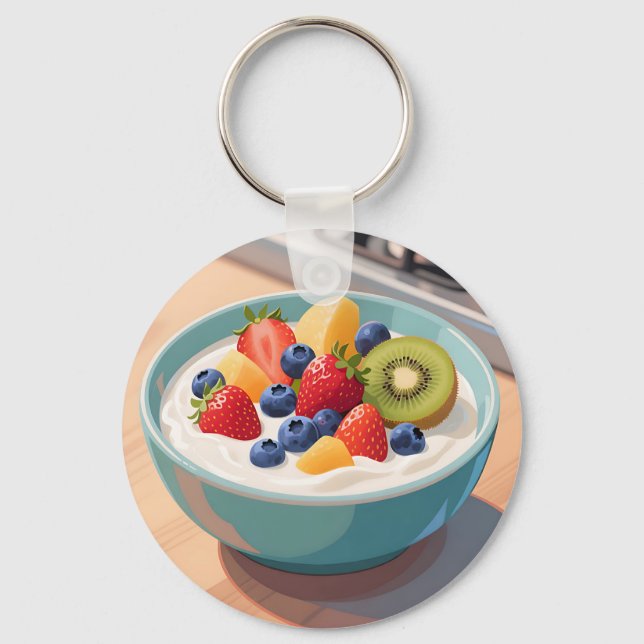 Fresh Fruit Yogurt Bowl Keychain (Front)