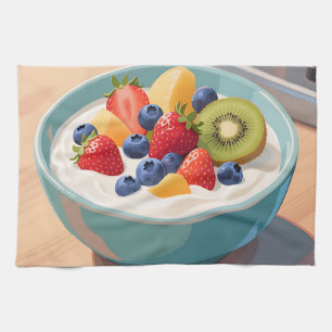 Fresh Fruit Yogurt Bowl Kitchen Towel