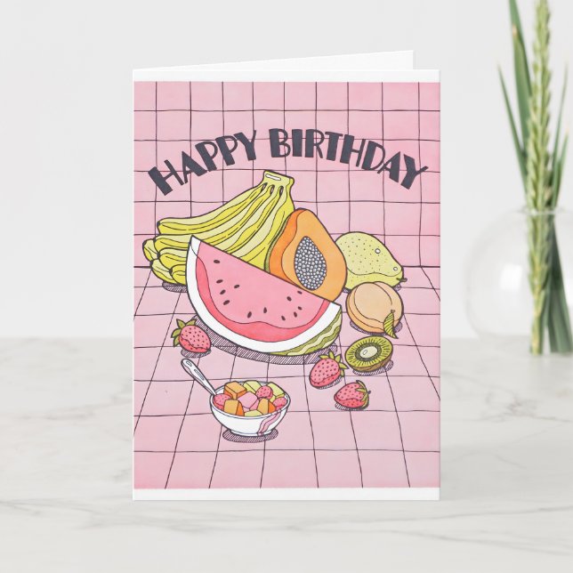 Fresh Fruits Birthday Letterpress Card (Front)