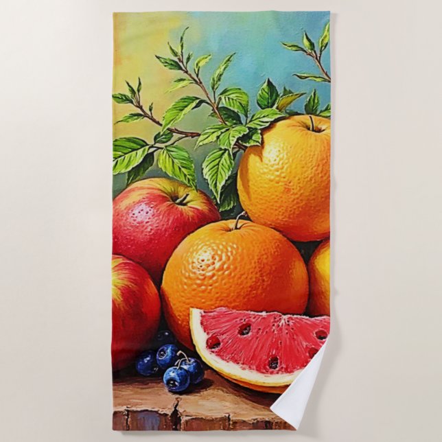 Fresh Fruits in a Perfect Mix Design Beach Towel (Front)