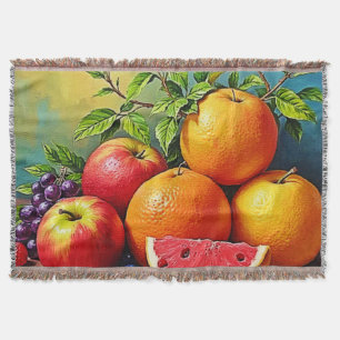 Fresh Fruits in a Perfect Mix Design Throw Blanket