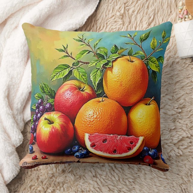 Fresh Fruits in a Perfect Mix Design Throw Pillow (Blanket)