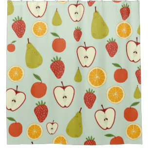 Fresh fruits in a seamless repeating pattern