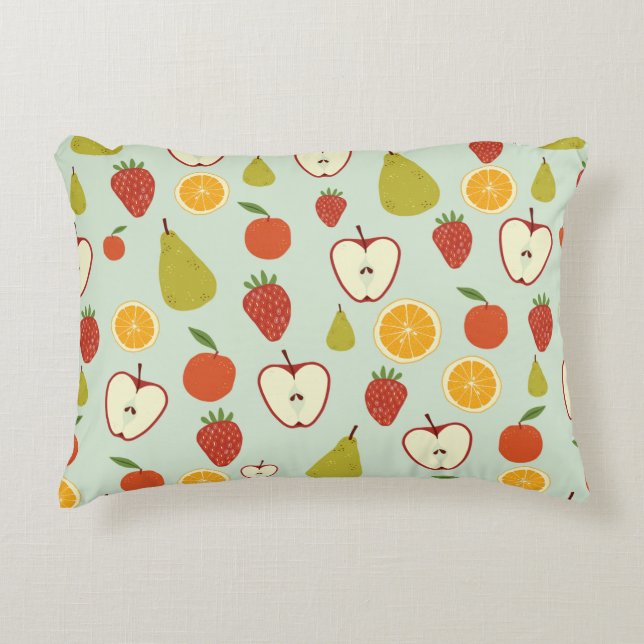 Fresh fruits in a seamless repeating pattern accent pillow (Front)
