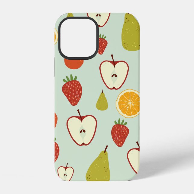 Fresh fruits in a seamless repeating pattern iPhone case (Back)