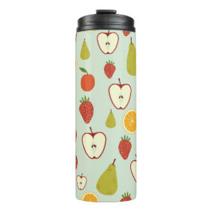 Fresh fruits in a seamless repeating pattern thermal tumbler