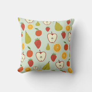 Fresh fruits in a seamless repeating pattern throw pillow