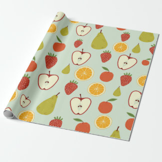 Fresh fruits in a seamless repeating pattern wrapping paper