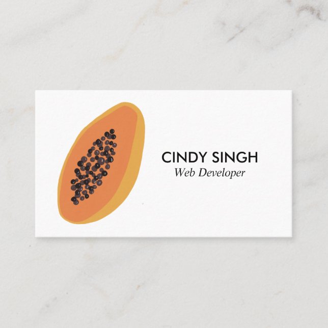 FRESH FRUITS: papaya illustrated Business Card (Front)