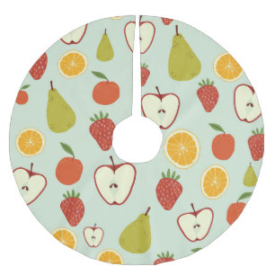 Fresh Fruits: Vibrant Seamless Pattern Brushed Polyester Tree Skirt