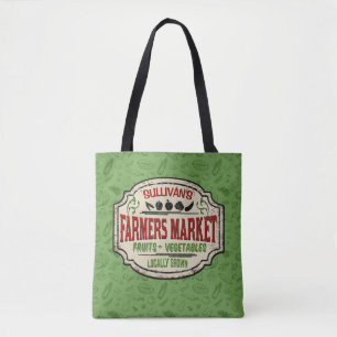 Fresh Garden ADD NAME Locally Grown Farmers Marke Tote Bag