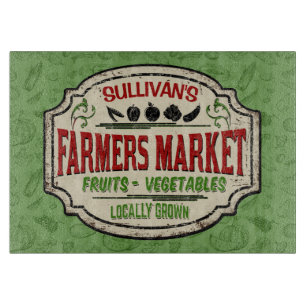 Fresh Garden ADD NAME Locally Grown Farmers Market Cutting Board
