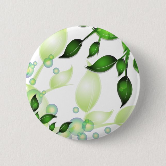 Fresh Garden Leaves on White 2 Inch Round Button (Front)