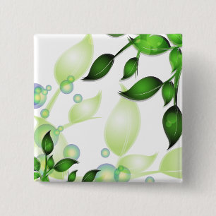 Fresh Garden Leaves on White 2 Inch Square Button