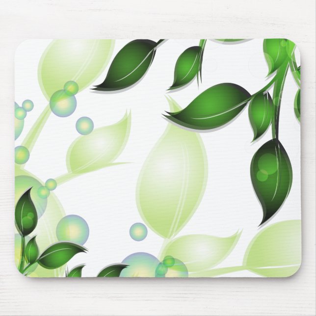 Fresh Garden Leaves on White Mouse Pad (Front)