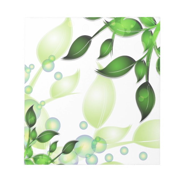Fresh Garden Leaves on White Notepad (Front)