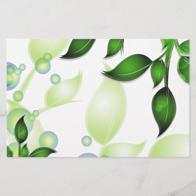 Fresh Garden Leaves on White Stationery (Front)