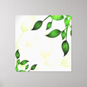 Fresh Garden Leaves on White Wrapped Canvas