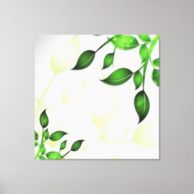 Fresh Garden Leaves on White  Wrapped Canvas (Front)