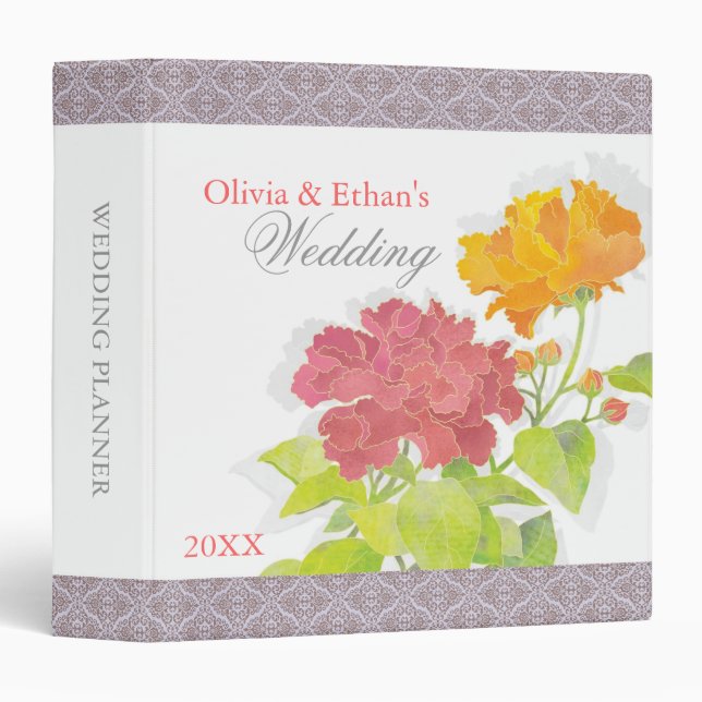 Fresh Garden Peony Wedding Planner Binder (Front/Spine)