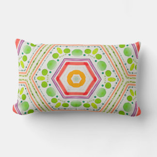 Fresh Geometric watercolor print Lumbar Pillow