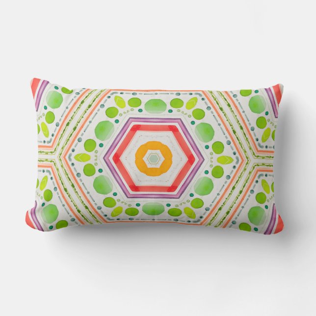 Fresh Geometric watercolor print Lumbar Pillow (Front)