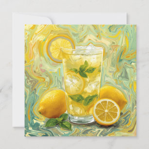 Fresh Glass of Lemonade and Lemons Abstract Art Card