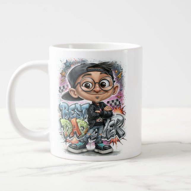 Fresh Graffiti Best Dad Large Coffee Mug (Left)