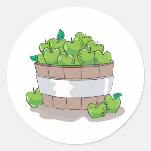 Fresh Green Apple Harvest Barrel Granny Smith Classic Round Sticker