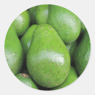 Fresh green avocados fruit classic round sticker