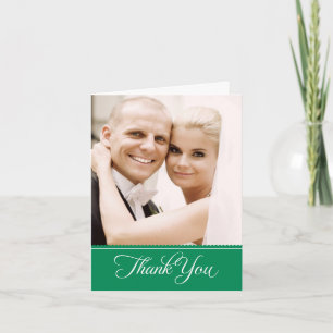 Fresh Green Banner Photo Wedding Thank You Card