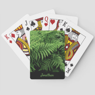 Fresh Green Fern Fronds Foliage with Name Playing Cards