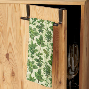 Fresh Green Herbs Kitchen Towel