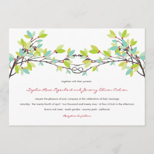Fresh Green Knotted Love Trees Spring Wedding Invitation